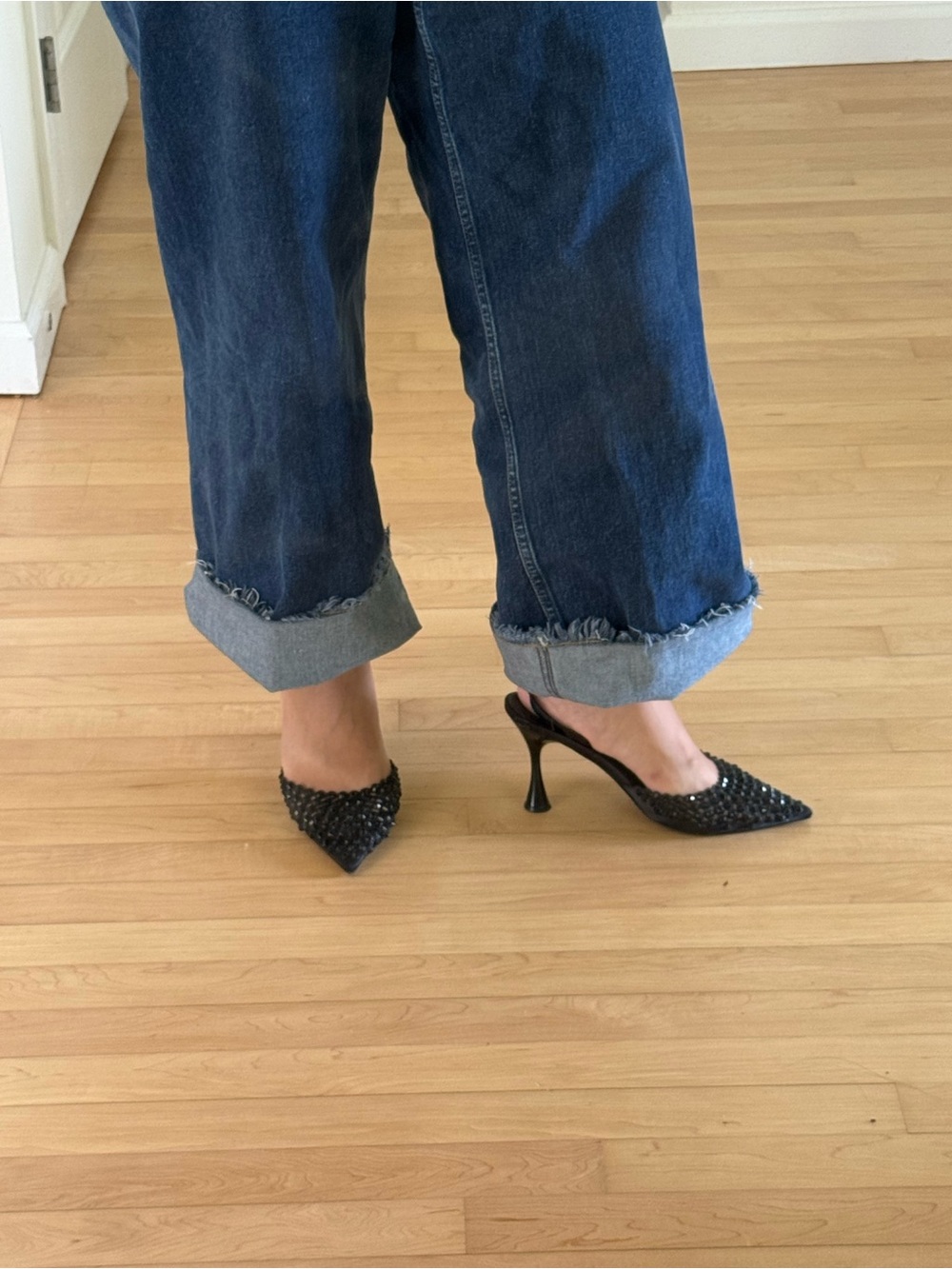 Jeffrey Campbell Black Studded Pointed Slingback Heels - Picture 6 of 7